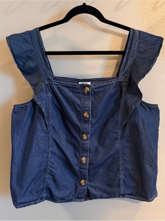 a.n.a Tops - a.n.a Denim Button-Front Crop Top Tank